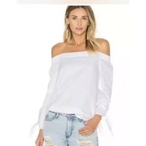 NEW Free People Show Some Shoulder Poplin Tunic Top White Cotton Large NWT